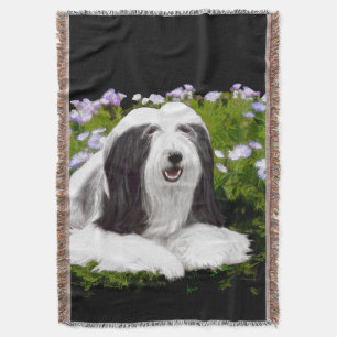 Bearded Collie Painting - Cute Original Dog Art Throw Blanket