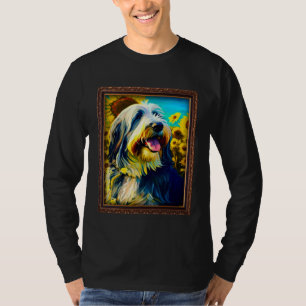 Bearded Collie Painting Sunflower Flower Mom Women T-Shirt