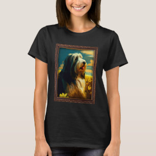Bearded Collie Painting Sunflower Flower Mum Women T-Shirt