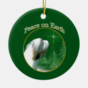 Bearded Collie Peace Ceramic Tree Decoration
