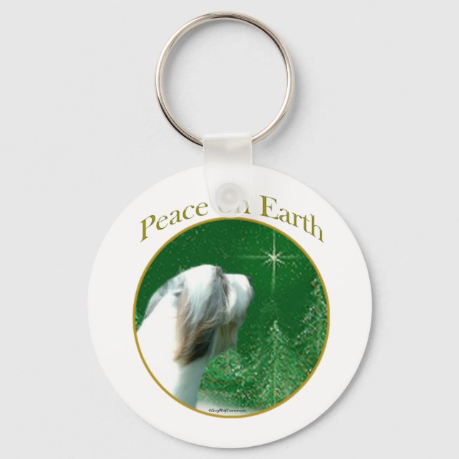 Bearded Collie Peace Key Ring (Front)