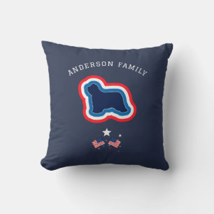 Bearded Collie Red White And Blue 4th July Dog Cushion