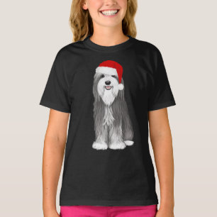 Bearded Collie Santa Dog Christmas Holiday T-Shirt