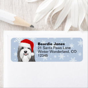 Bearded Collie Santa Dog Christmas Return Address
