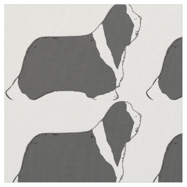 Bearded Collie silhouette.png Fabric (Close Up)