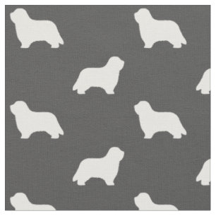 Bearded Collie Silhouettes Pattern Fabric