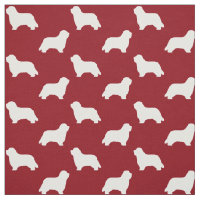 Bearded Collie Silhouettes Pattern Red and White