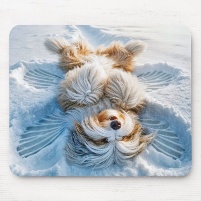 Bearded Collie Snow Angel Mouse Pad (Front)