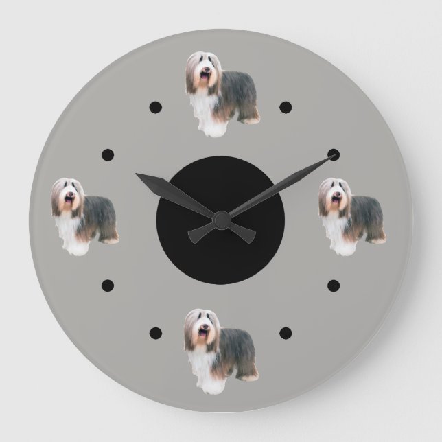 Bearded Collie Theme Large Clock (Front)