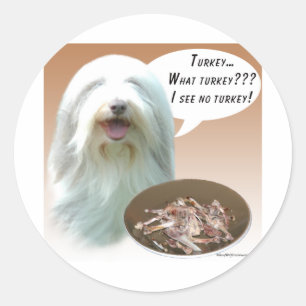Bearded Collie Turkey Classic Round Sticker