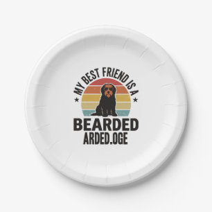 Bearded Collie Vintage Sunset Dog Lover Design_1 Paper Plate