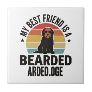 Bearded Collie Vintage Sunset Dog Lover Design_1 Tile