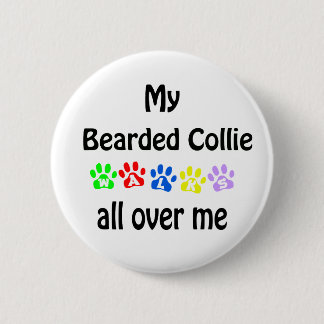 Bearded Collie Walks Design 6 Cm Round Badge