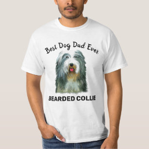 Bearded Collie watercolor best dog dad ever T-Shirt