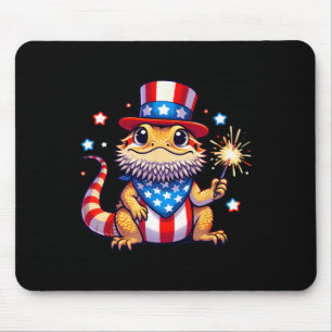Bearded Dragon 4th Of July Independence Day Men Wo Mouse Pad