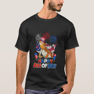 Bearded Dragon American Flag Fireworks Happy 4th O T-Shirt