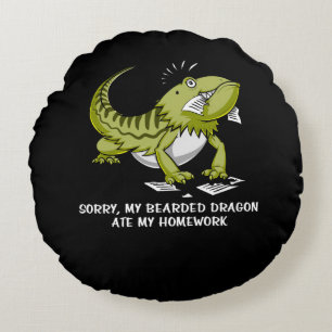 Bearded Dragon Ate My Homework Student Lizard Round Cushion