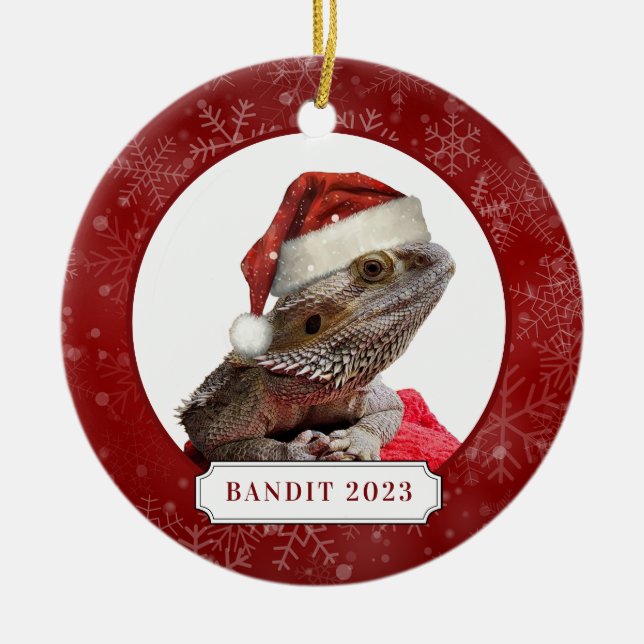 Bearded Dragon Ceramic Circle Ornament (Front)