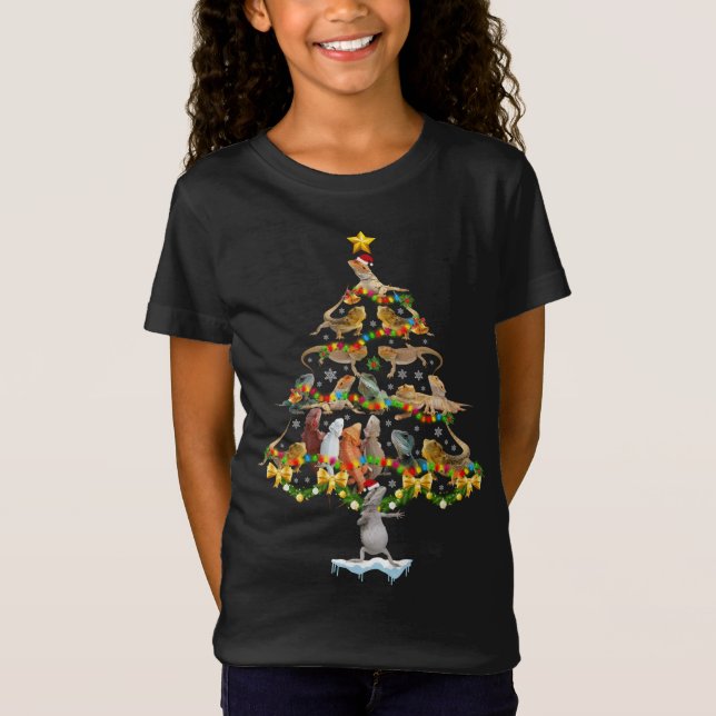 Bearded Dragon Christmas Tree Funny Reptile Lover  T-Shirt (Front)
