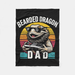 Bearded Dragon Dad Vintage Video Game Lizard Repti Fleece Blanket