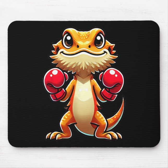 Bearded Dragon Dressed As A Boxer Funny Boxing 1  Mouse Pad (Front)