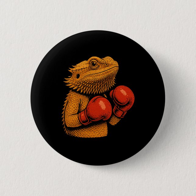Bearded Dragon Dressed As A Boxer Funny Boxing  6 Cm Round Badge (Front)