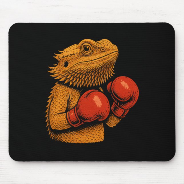 Bearded Dragon Dressed As A Boxer Funny Boxing  Mouse Pad (Front)