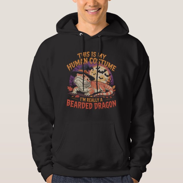 Bearded Dragon Funny Witch Halloween Design Hoodie (Front)