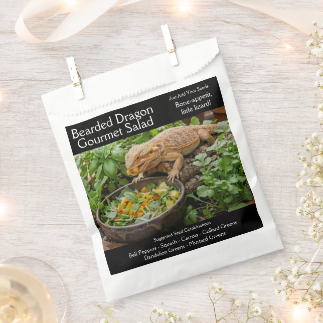 Bearded Dragon Garden Seed Packet Favour Bags (Clipped)