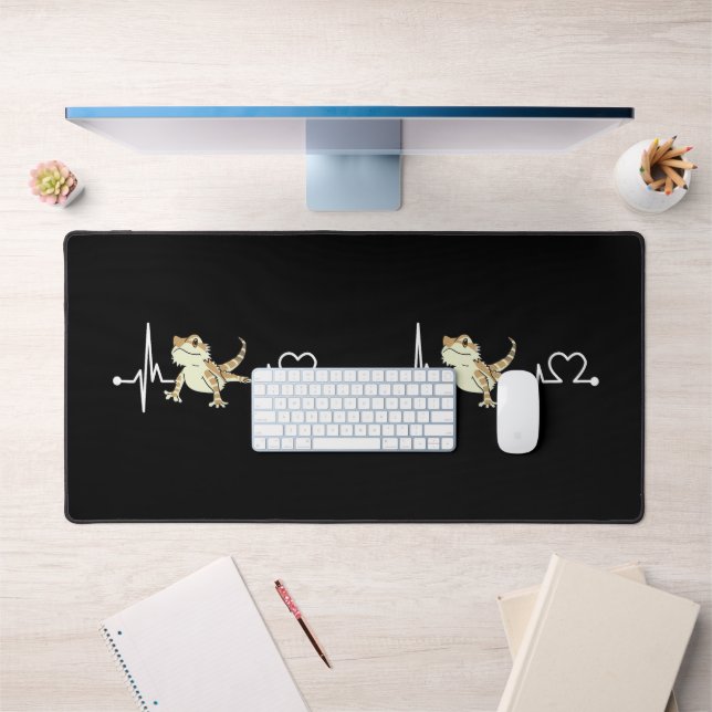 Bearded Dragon Heartbeat Funny Animal Desk Mat (Office 1)