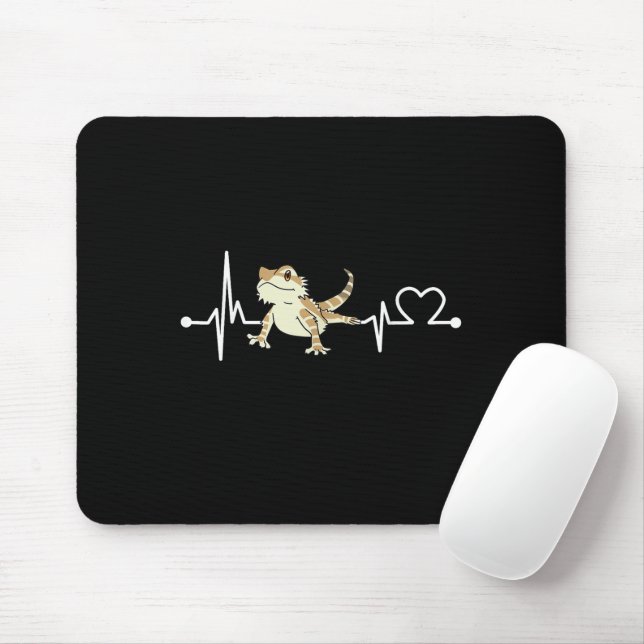 Bearded Dragon Heartbeat Funny Animal Mouse Pad (With Mouse)