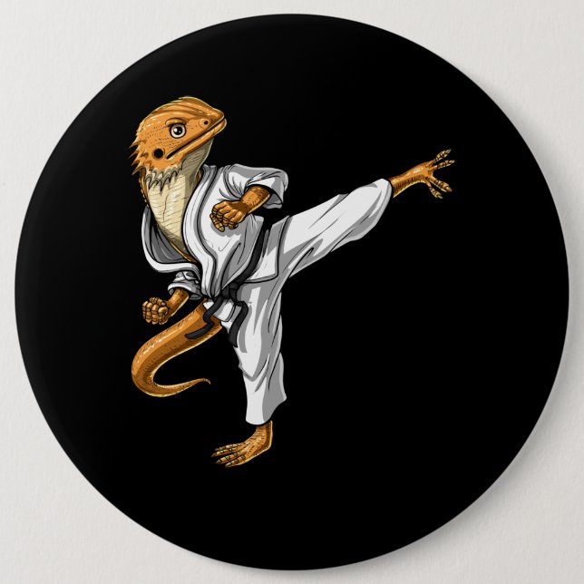 Bearded Dragon Karate 6 Cm Round Badge (Front)