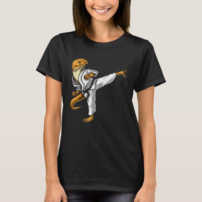 Bearded Dragon Karate Ninja Beardie Reptile Lizard T-Shirt (Front)