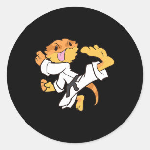 Bearded Dragon Karate Samurai Lizard Bearded Drago Classic Round Sticker