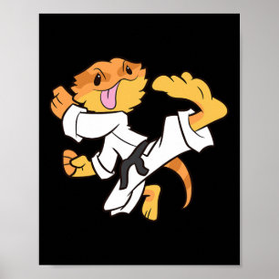 Bearded Dragon Karate Samurai Lizard Bearded Drago Poster