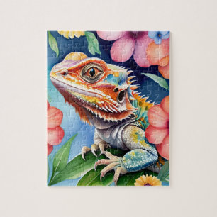 Bearded Dragon Lizard Family Pet Portrait Jigsaw Puzzle