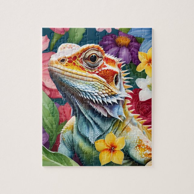 Bearded Dragon Lizard Family Pet Portrait Jigsaw Puzzle (Vertical)