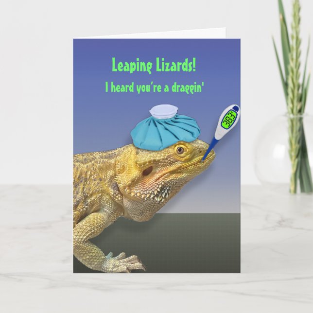 Bearded Dragon Lizard Get Well Card (Front)