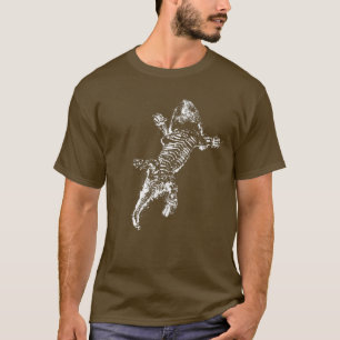Bearded Dragon Lizard Skeleton White Black Distres T-Shirt