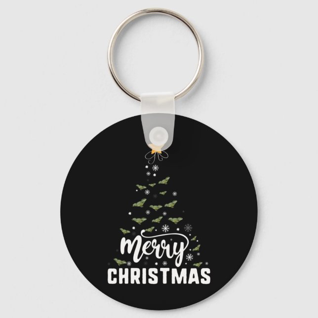 Bearded Dragon Merry Christmas Tree Family Xmas Ho Key Ring (Front)