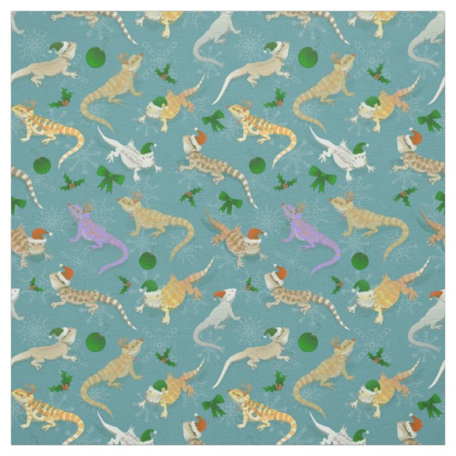 Bearded Dragon Morph Holiday Ice Fabric (Swatch)