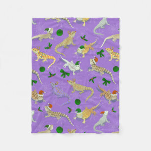 Bearded Dragon Morph Holiday Purple Fleece Blanket
