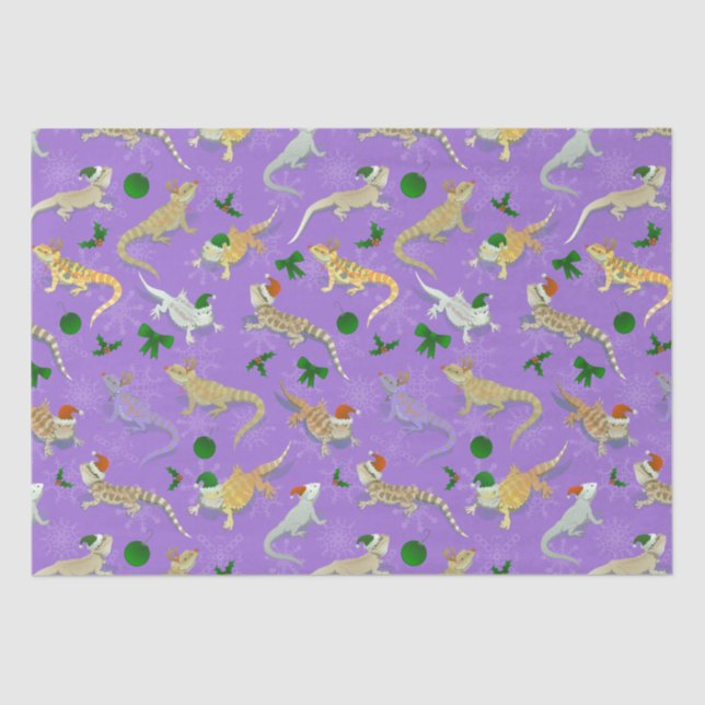 Bearded Dragon Morph Holiday Purple Tissue Paper (Front)