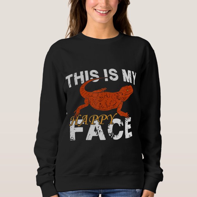 Bearded Dragon My Happy Face Lizard Reptile Sweatshirt (Front)