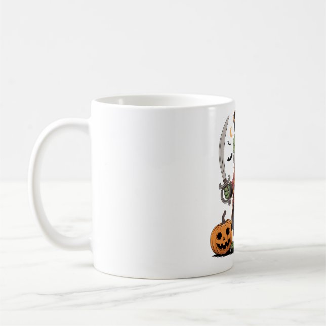 Bearded Dragon Pirate Halloween Art Coffee Mug (Left)