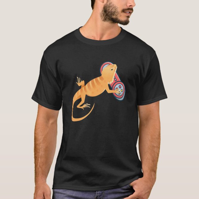   Bearded Dragon Playing Video Game   Lizards   T-Shirt (Front)