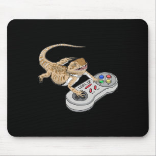 Bearded Dragon Playing Video Game Reptiles Pagona Mouse Pad