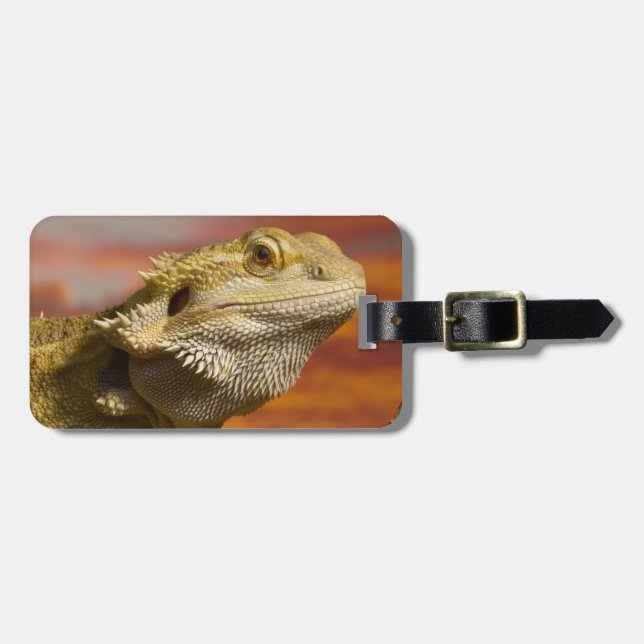 Bearded dragon (Pogona Vitticeps) on branch, Luggage Tag (Front Horizontal)