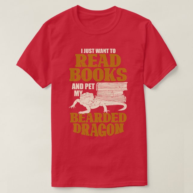 Bearded Dragon Reading Lover Gift T-Shirt (Design Front)