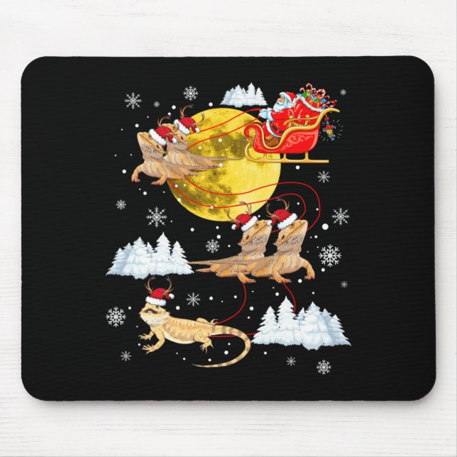 Bearded Dragon Reindeer Christmas Pajama Santa Xma Mouse Pad (Front)